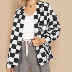 POL Relaxed Fit Checkered Jacket